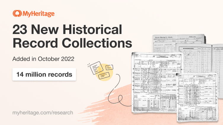MyHeritage Publishes 23 Collections and 14 Million Historical Records in October 2022