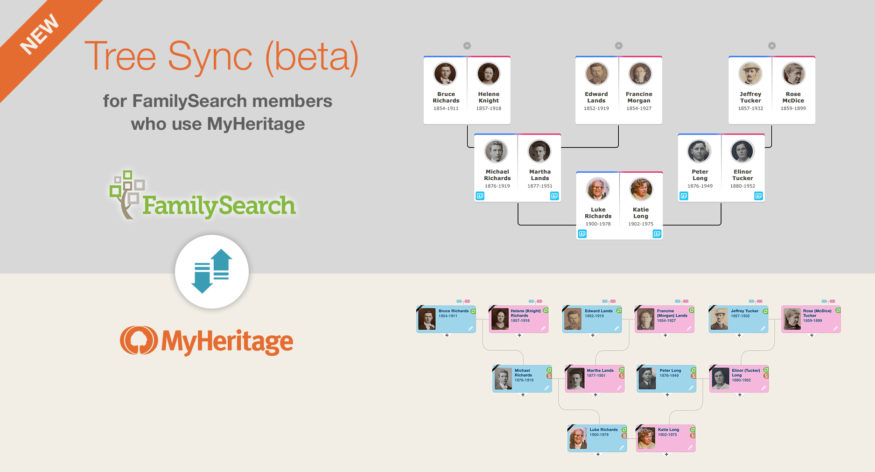 New FamilySearch Tree Sync allows FamilySearch users to synchronize their family trees with MyHeritage