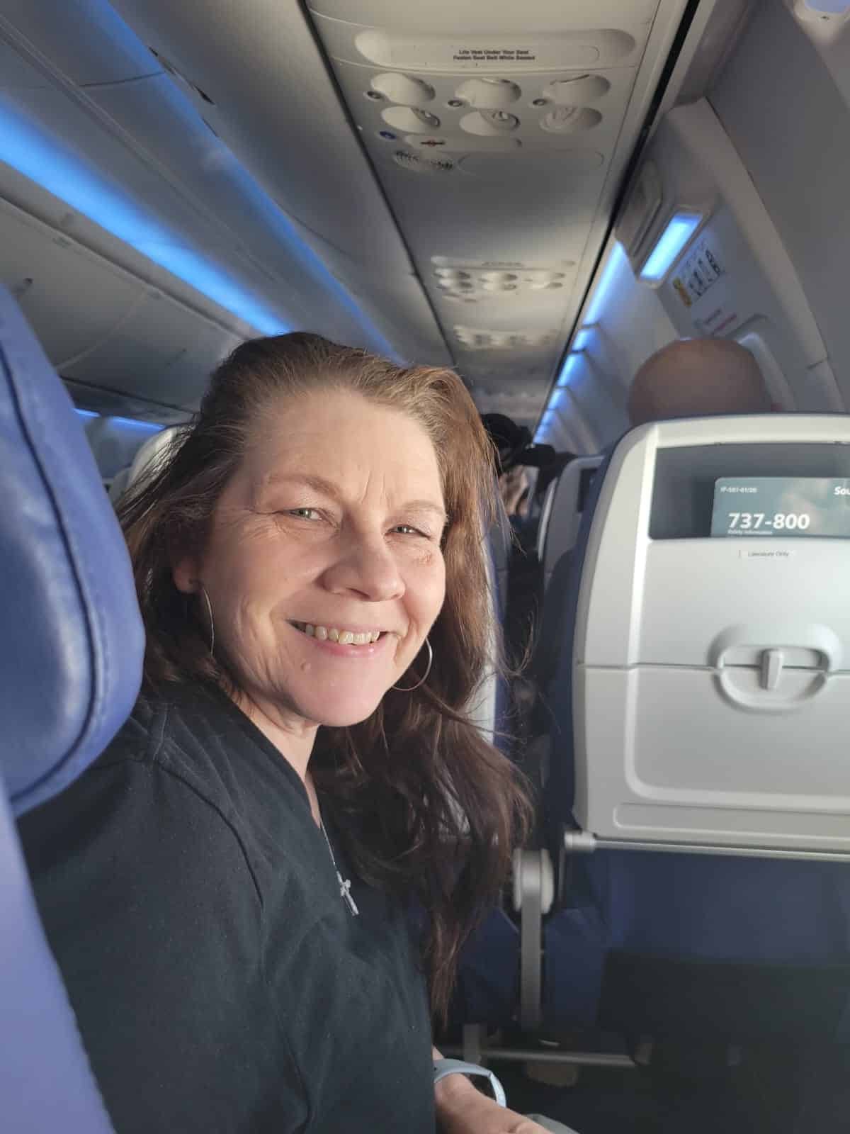 Patty on her first flight ever