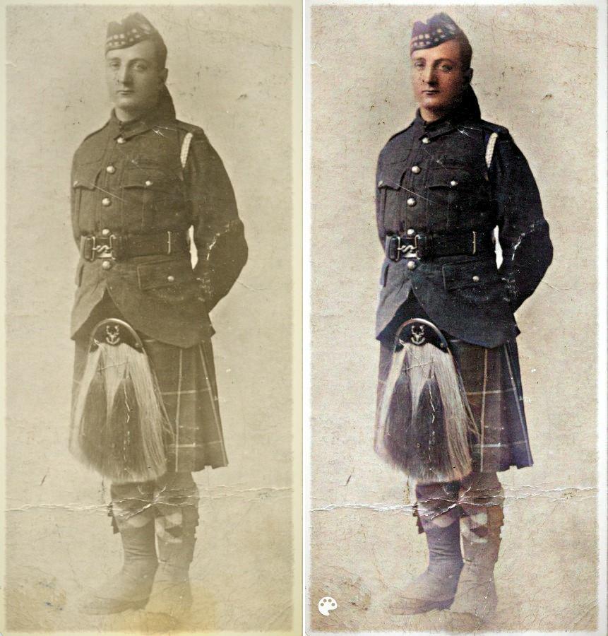 Terrys farfar James William Reynolds 111 år 1917 (Seaforth Highlanders)