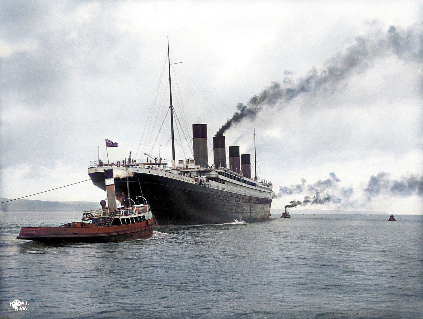 RMS Titanic leaving Belfast for her sea trials on April 2, 1912