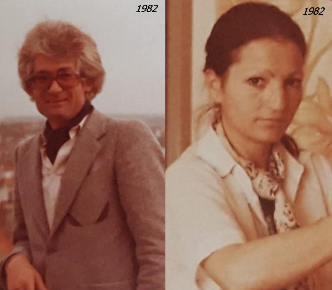 Ramón Martos Sánchez and Rosario Cuetos Cruz in 1982. Photo enhanced and color-restored by MyHeritage
