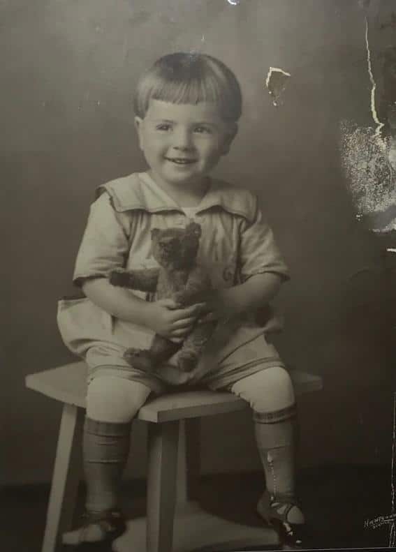 Richard as a toddler. Photo enhanced, colorized, and repaired by MyHeritage