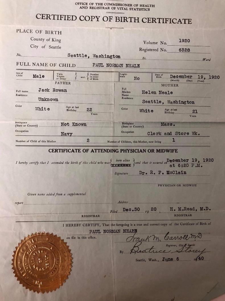 Richard’s birth certificate