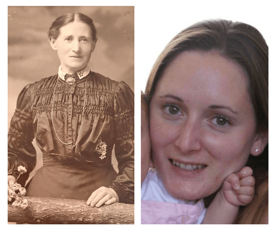 From left, Samantha’s great-great-grandmother and Samantha Evangelista.