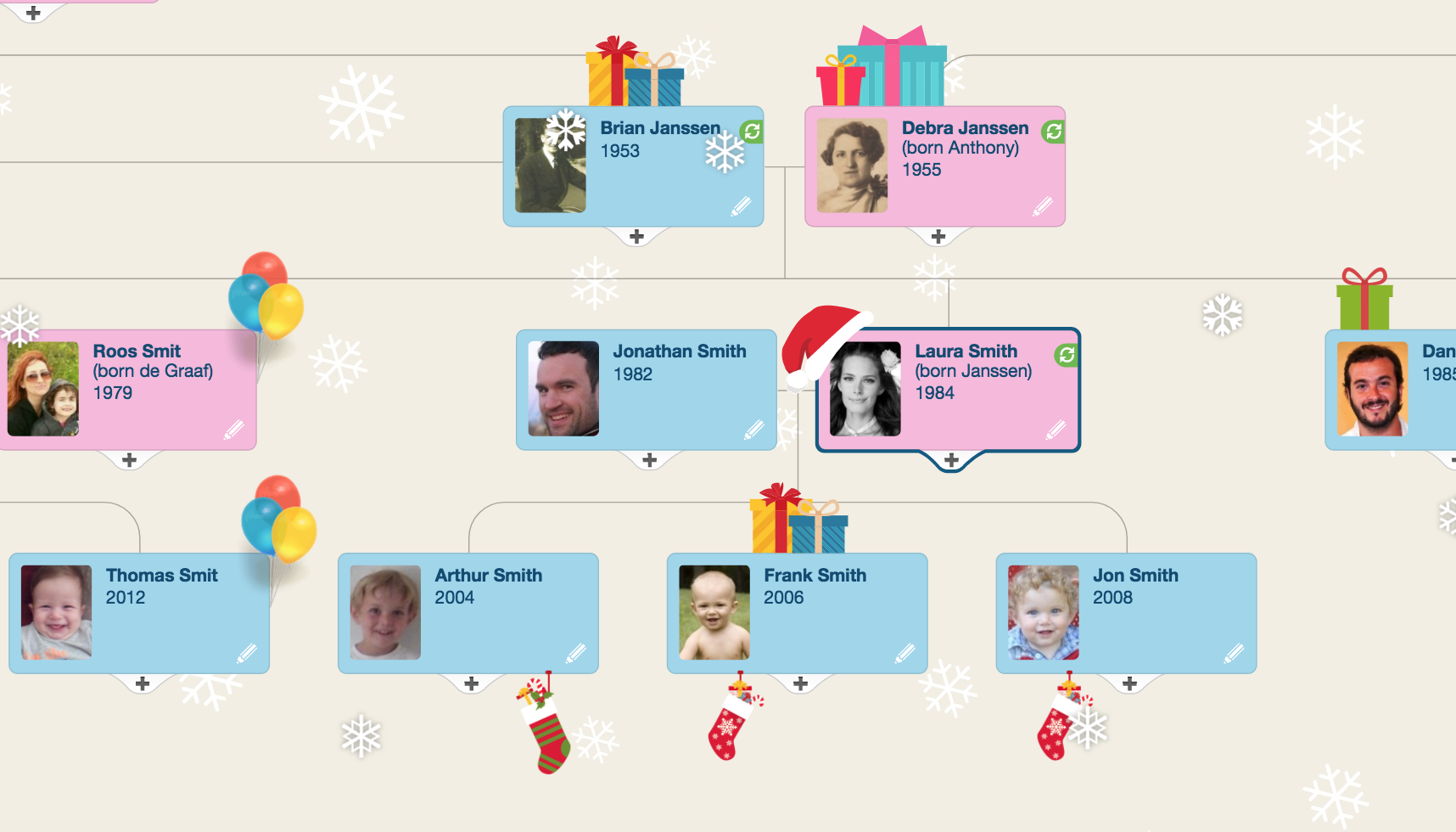 New Holiday Theme for Family Trees