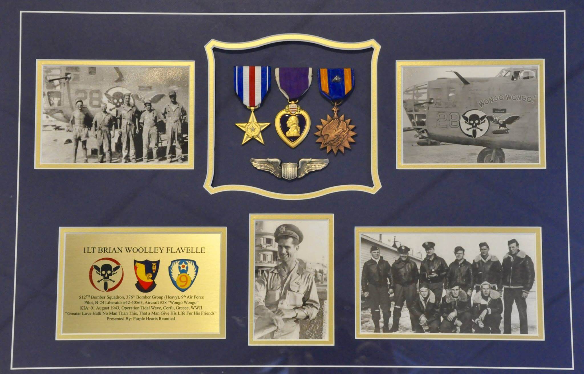 Plaque presented to the family of 1LT Brian Woolley Flavelle at 