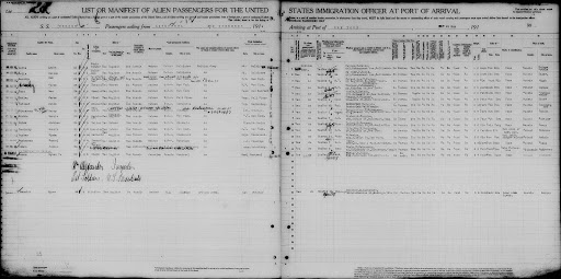 The Ellis Island record where Rubin Zetland appears