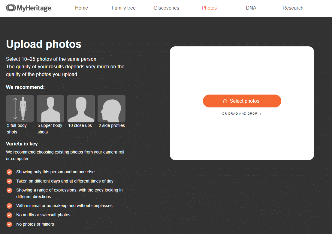 Guidelines for uploading photos (click to zoom)