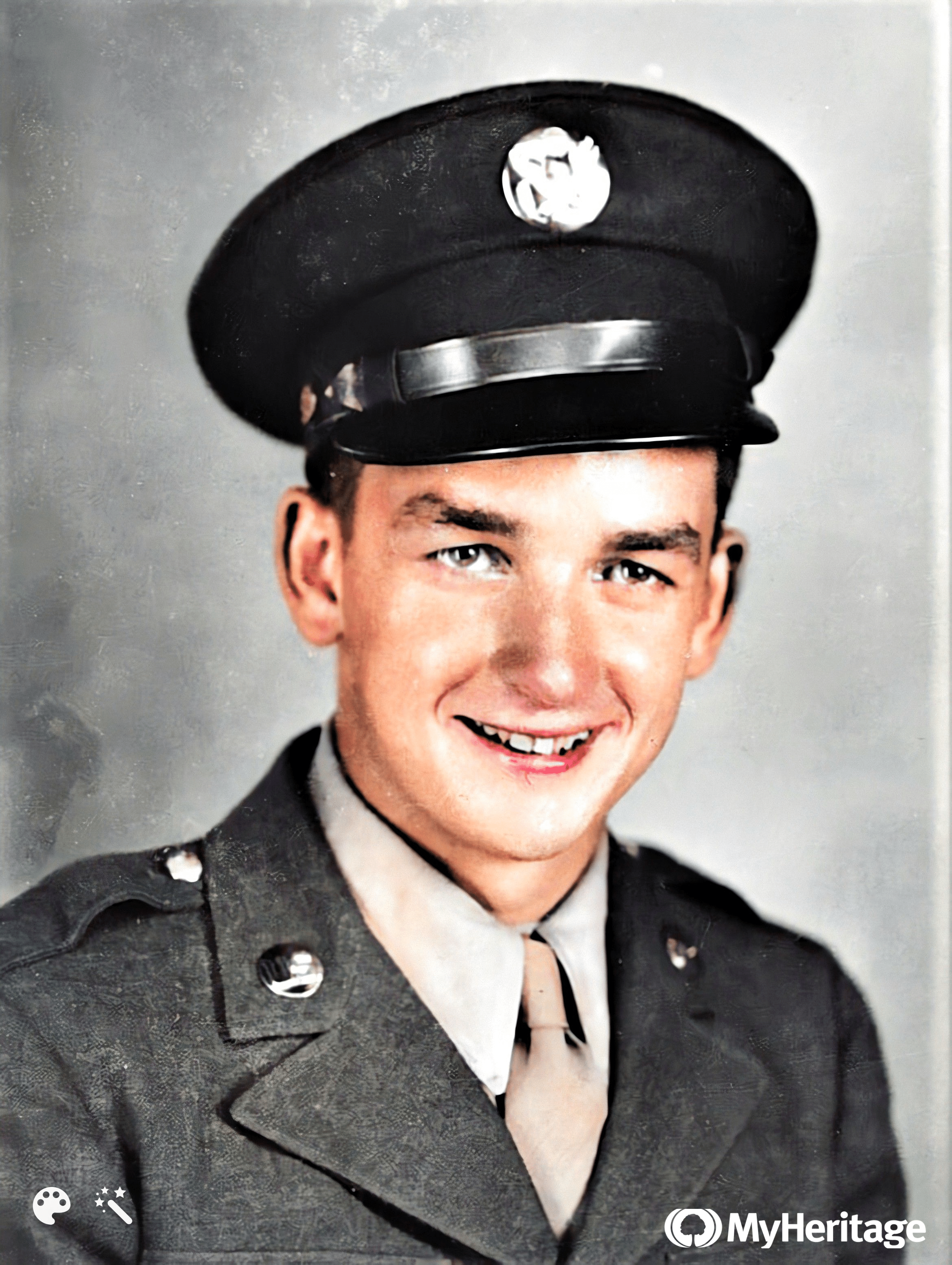 William ‘Bill’ Stevens. Photo enhanced and colorized by MyHeritage