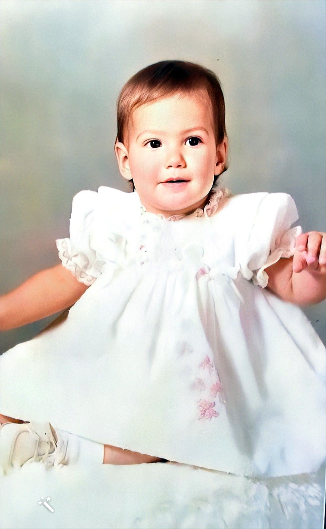 Winona as a baby. Photo enhanced and colors restored by MyHeritage