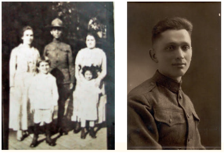 Grandpa Philip with the family and portrait in uniform