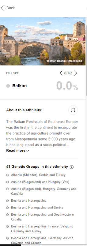 Ansicht der balkanischen Ethnie und der 53 genetischen Gruppen innerhalb dieser Ethnizität (zum Vergrößern, Bild bitte anklicken.)
