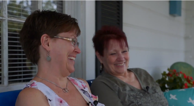 Karen (left) and Cathy (right) at Karen’s home.