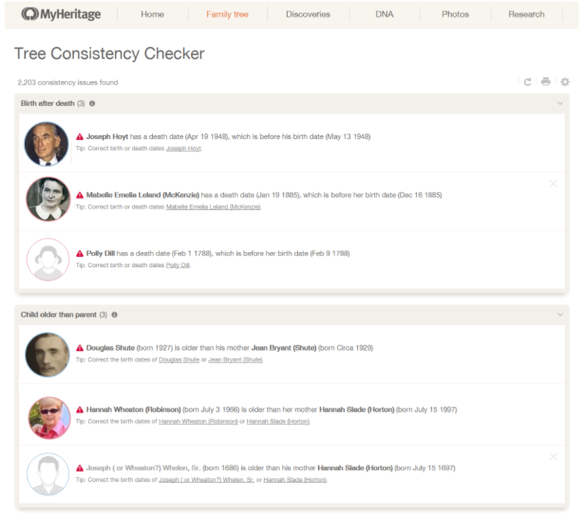 MyHeritage Online Tree Consistency Checker (Klicka för att zooma in)