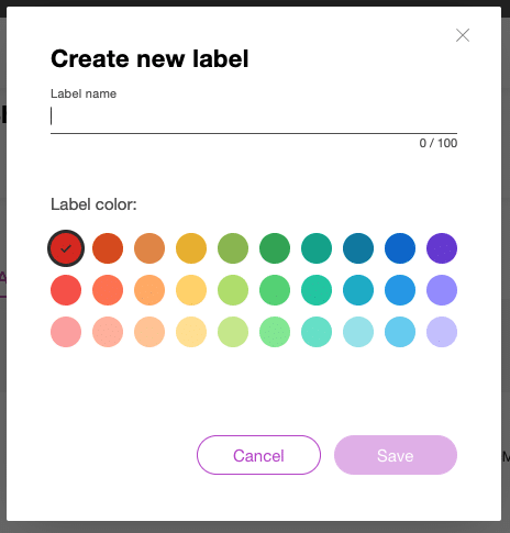Creating a new label (click to zoom)