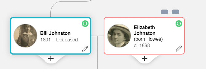 Example of deceased individuals on a family tree