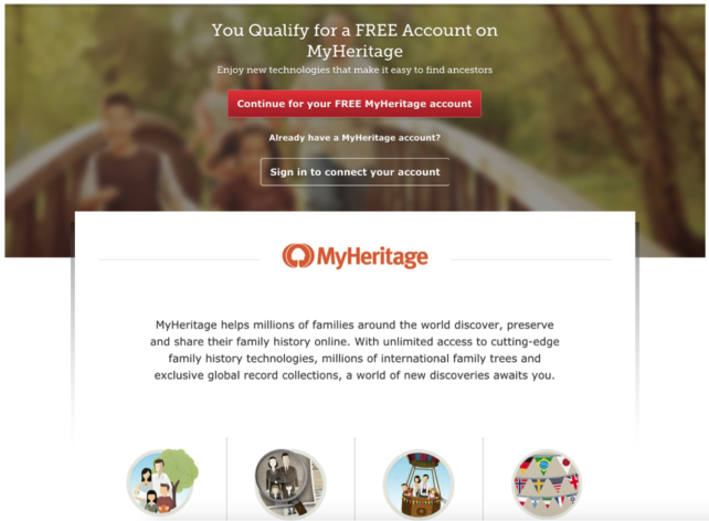 FamilySearch MyHeritage partner page