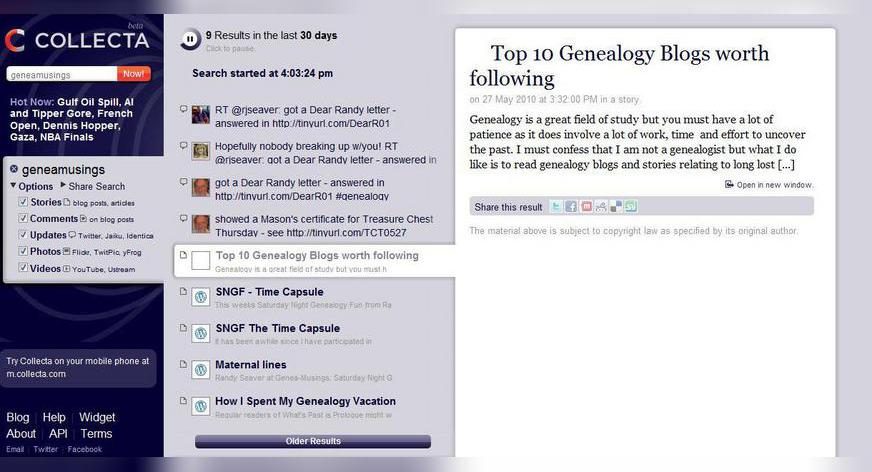 Search Engines for Genealogy: Going Beyond Google