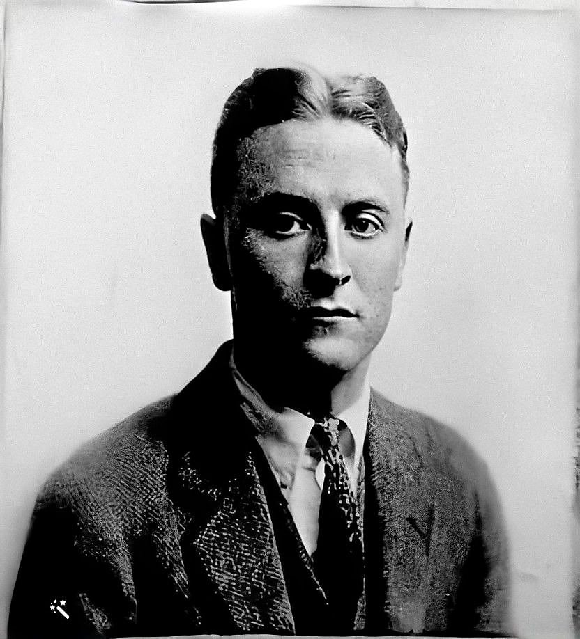 F. Scott Fitzgerald's passport photo, colorized and enhanced by MyHeritage