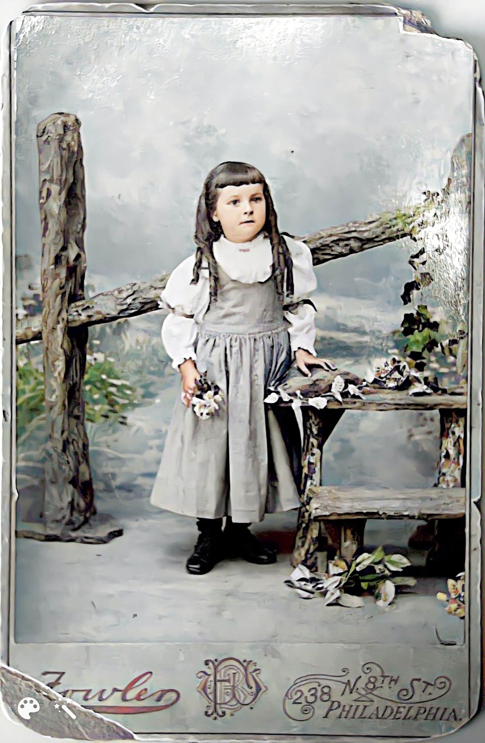 Reba vers 1893. Photo améliorée et colorisée par MyHeritage.