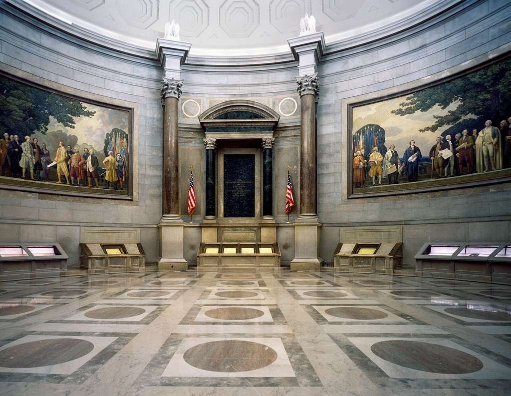 Hall of the Charters of Freedom at the National Archives in Washington, D.C. Photo by Carol M. Highsmith, released to public domain