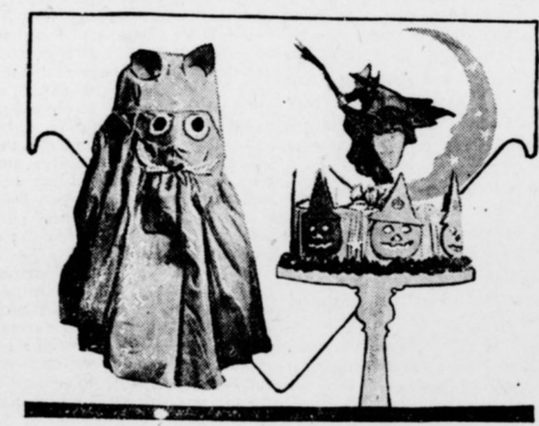Halloween masks from 1917, taken from MyHeritage Newspaper collection: The Madison Journal, Oct 20, 1917.