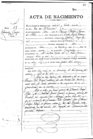 Eduardo Crespo Viso’s birth certificate