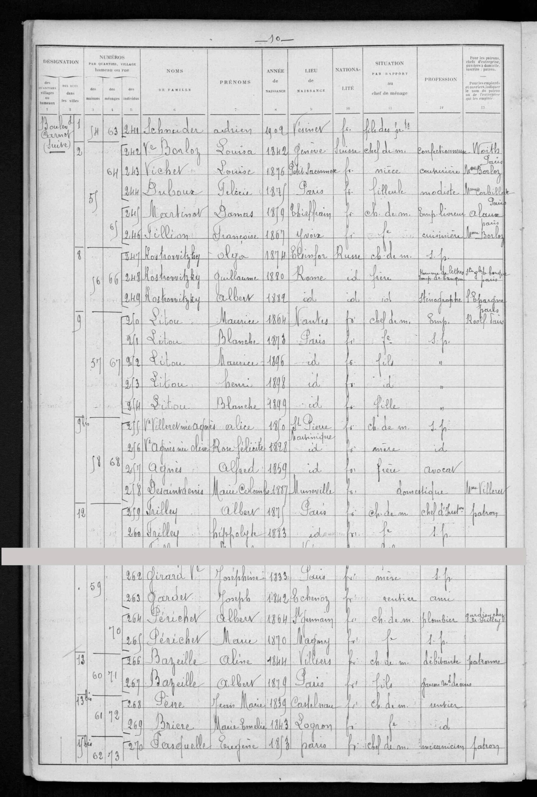 entry for the esteemed poet and art critic Guillaume Apollinaire in the 1906 France Census