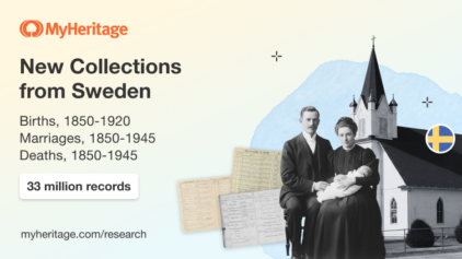 Sweden Birth, Marriage, and Death Collections Now Complete on MyHeritage 