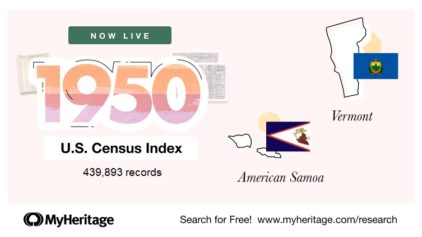 The 1950 U.S. Census Index for Vermont and American Samoa Is Now Live