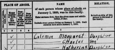 Katherine listed in the 1920 U.S. Census from MyHeritage’s collection