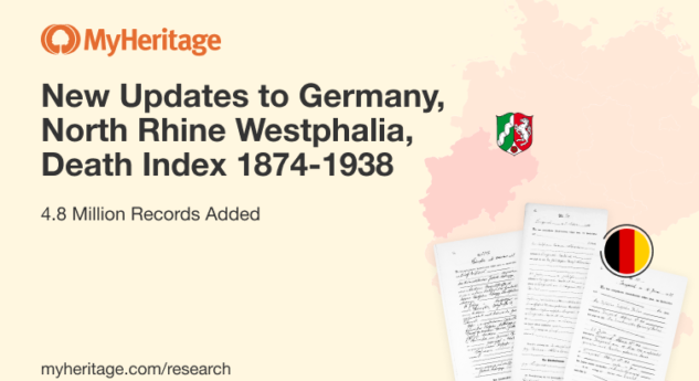 MyHeritage updates Germany, North Rhine Westphalia, Death Index 1874-1938 
