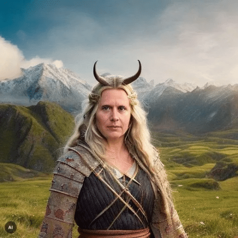 Roberta Estes as a Viking