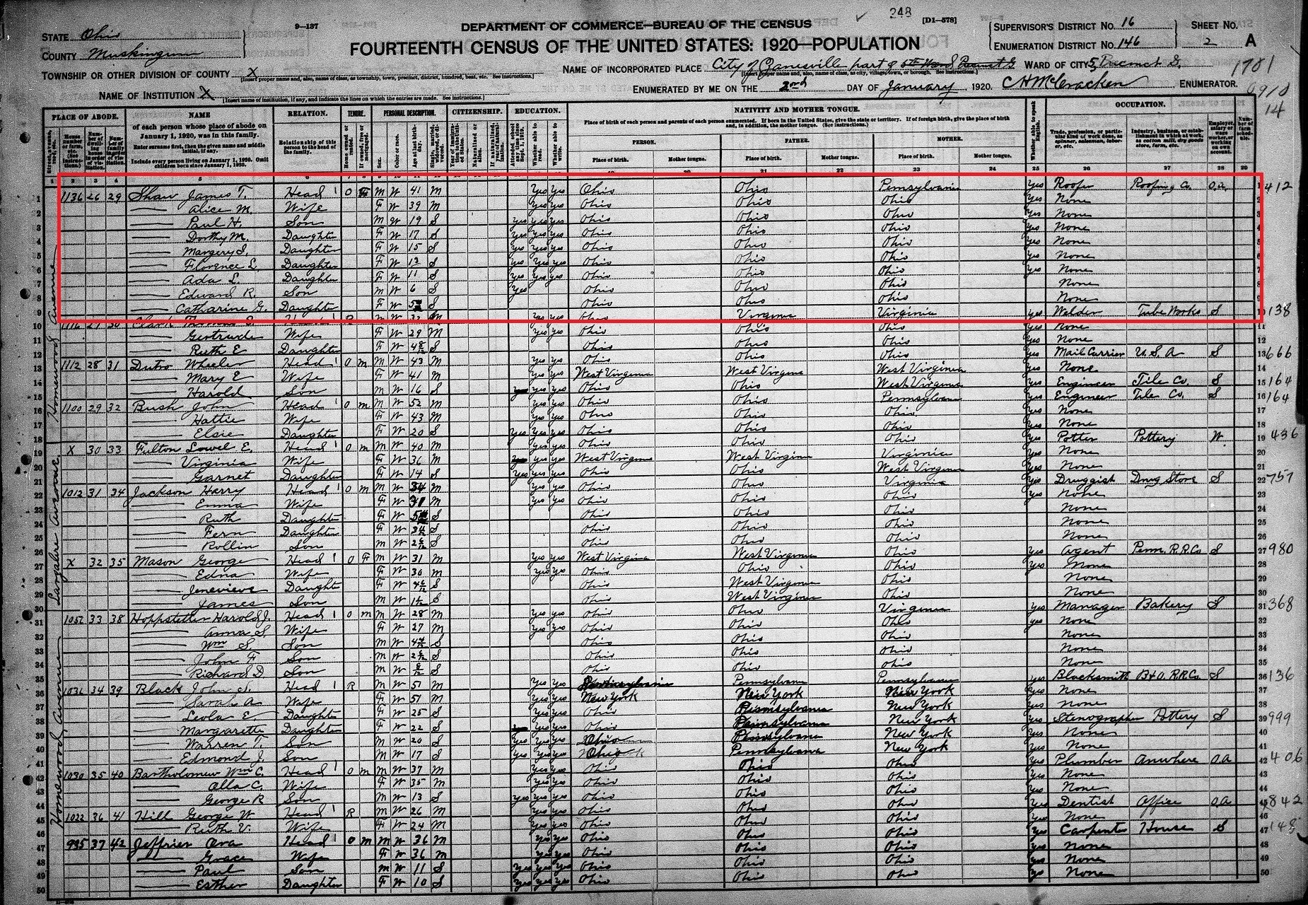 [Credit: MyHeritage 1920 U.S. Census Records]