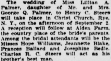 Marriage announcement of Lillian and Henry, The Sun, 1916