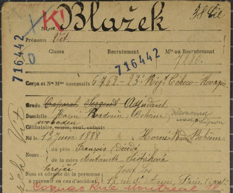 The military record found thanks to Lukas and his classmate