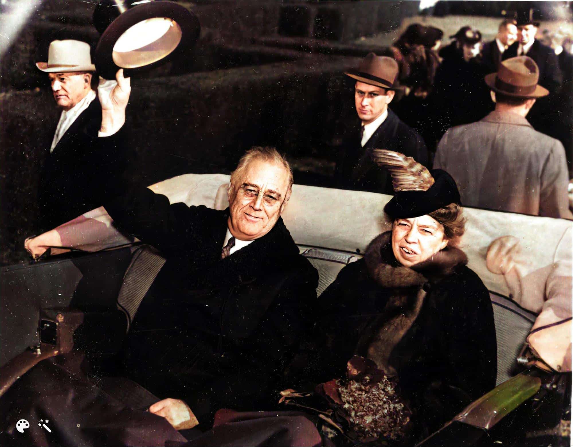 Franklin D. Roosevelt and Eleanor Roosevelt, 1941, colorized and enhanced using MyHeritage [Credit: NARA]