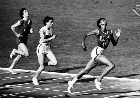 Wilma Rudolph wins the women’s 100-meter dash at the 1960 Rome Summer Olympics