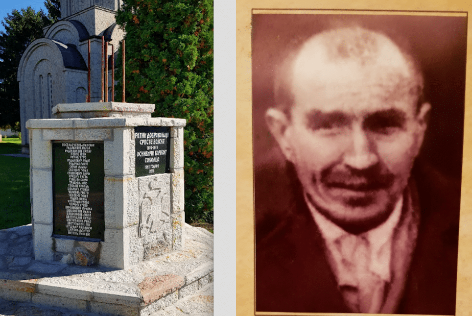 Right: Ilja Radakovic, Dušan’s great-grandfather. Left: the monument with Ilja’s name on it