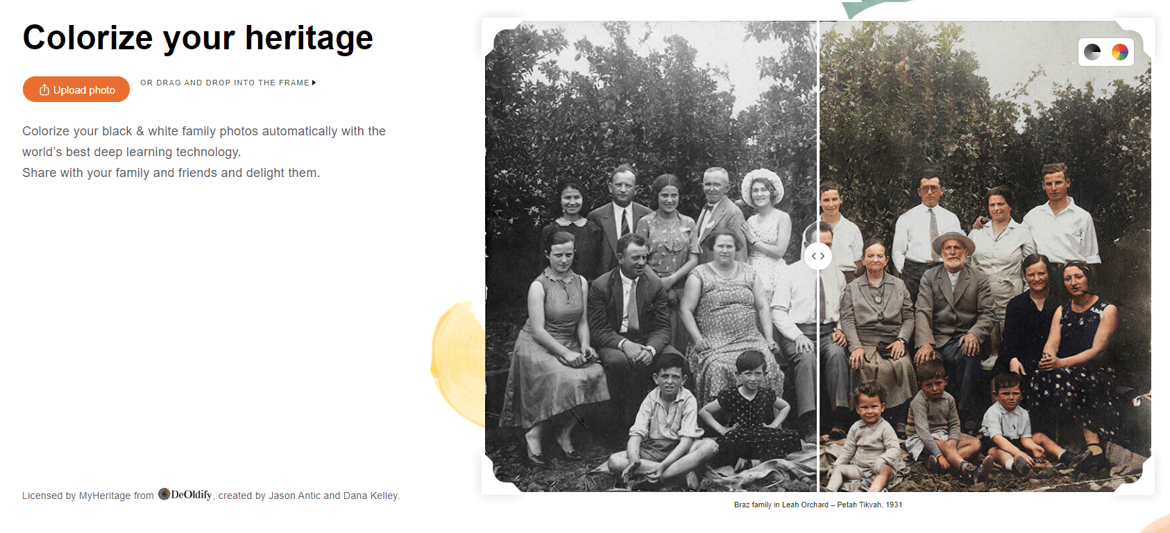 MyHeritage in Color™ main page