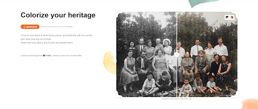 עמוד הנחיתה של ™MyHeritage In Color