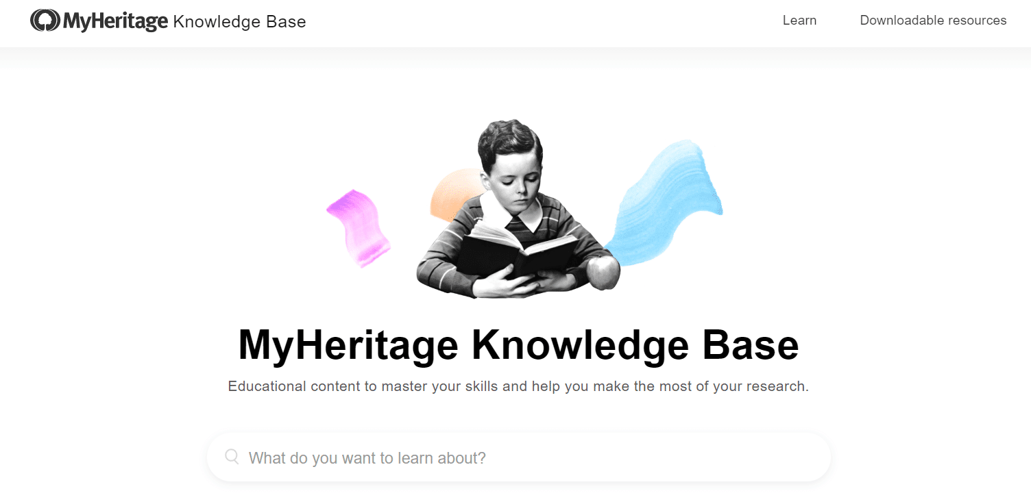 MyHeritage Knowledge Base page header