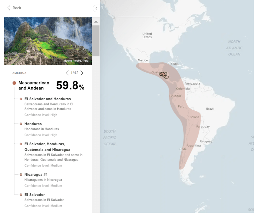 Viser mesoamerikansk og andinsk etnisitet (klikk for å zoome).