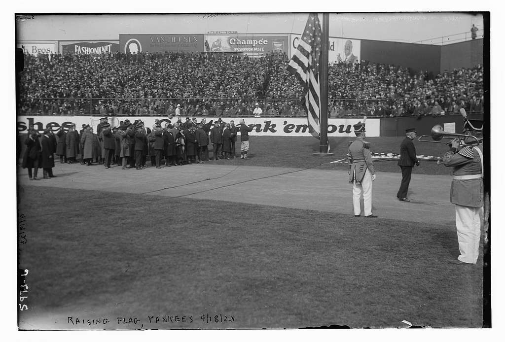Opening ceremony at Yankee Stadium, 1923. Photo colorized by MyHeritage