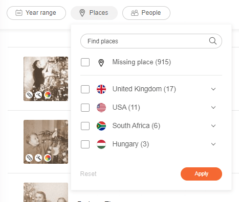 Filtering by “Places”