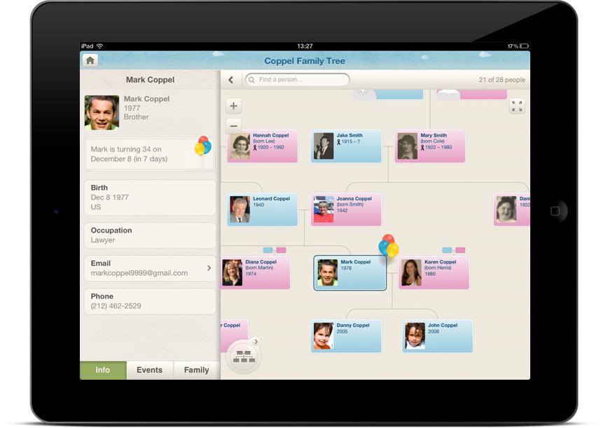 MyHeritage family tree on iPad:when your past meets the future (click to view full size)
