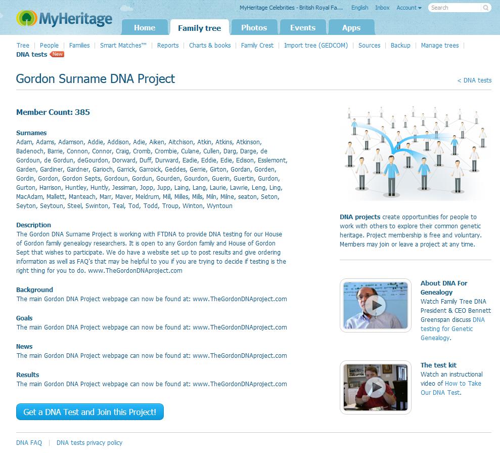 A Surname DNA Project (click to zoom)