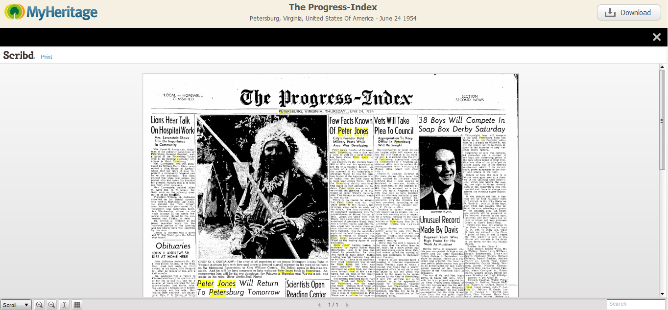 Newspaper page - with search result text highlighted (click to zoom).