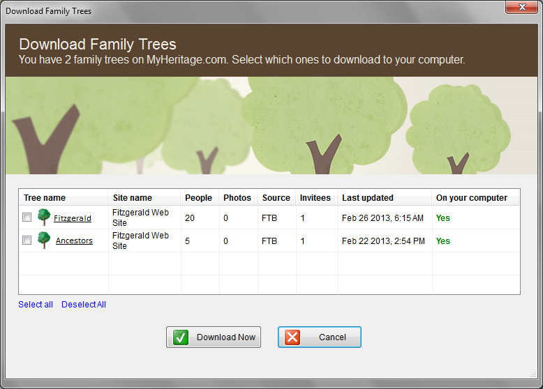 With Family Tree Builder 7.0 you can download your online family trees
